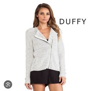 Duffy Knit Cardigan in White & Summer Grey